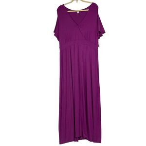 NWT Old Navy Short-sleeve Knit Maxi Dress in "Beetroot", size XL, rayon/spandex